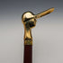 Vintage Dark Tan Shaft Brass Jockey Handle Walking Stick Cane 93cm