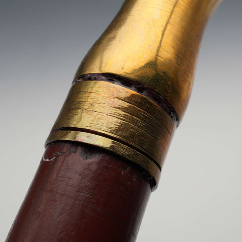 Vintage Dark Tan Shaft Brass Jockey Handle Walking Stick Cane 93cm