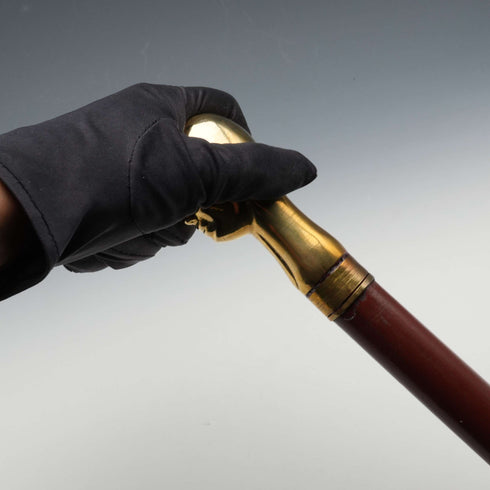 Vintage Dark Tan Shaft Brass Jockey Handle Walking Stick Cane 93cm