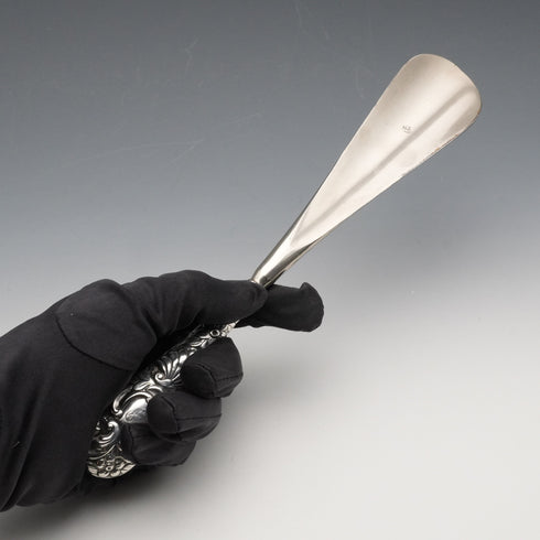 Circa 1900 English Antique Sterling Silver Handle Shoehorn by Crisford&Norris Ltd