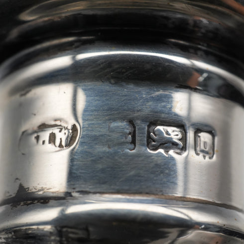 1901 English Antique Sterling Silver Lid Cut Glass Bottle