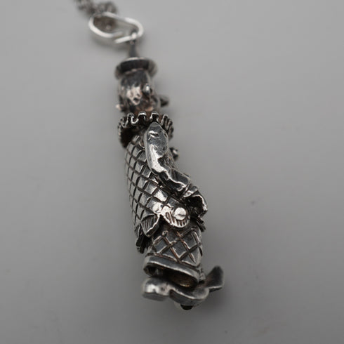 Vintage Moveable Clown Charm Sterling Silver Pendant with Sterling Silver Necklace 6.4g