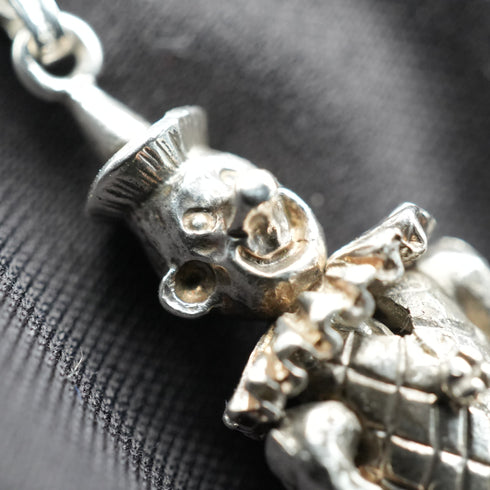 Vintage Moveable Clown Charm Sterling Silver Pendant with Sterling Silver Necklace 6.4g