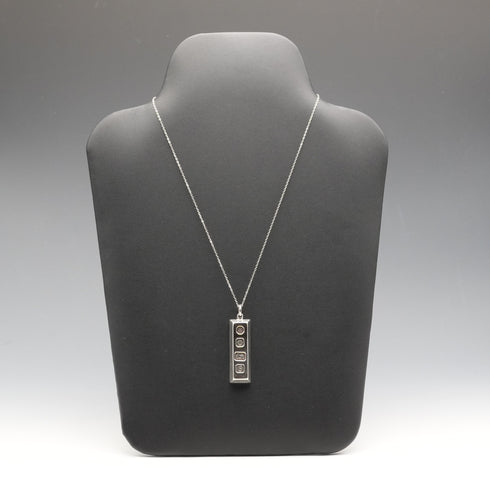 1976 English Vintage Solid Silver Ingot Pendant with Solid Silver Chain, Total 32.6g