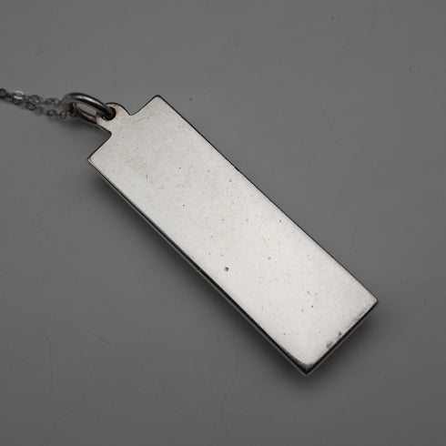 1976 English Vintage Solid Silver Ingot Pendant with Solid Silver Chain, Total 32.6g