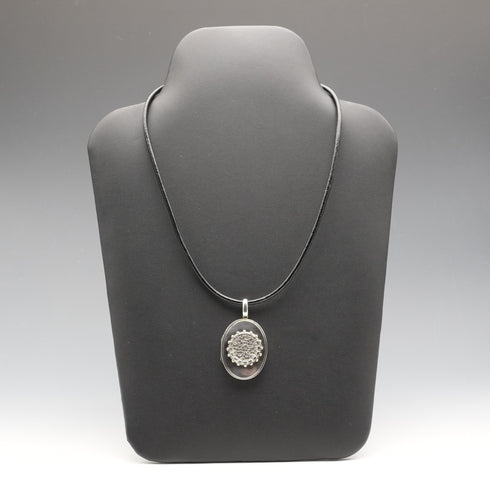 Antique Sterling Silver Locket Pendant with Leather Necklace 15.5g