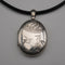 Antique Victorian Sterling Silver Locket Pendant with Leather Necklace 9.8g