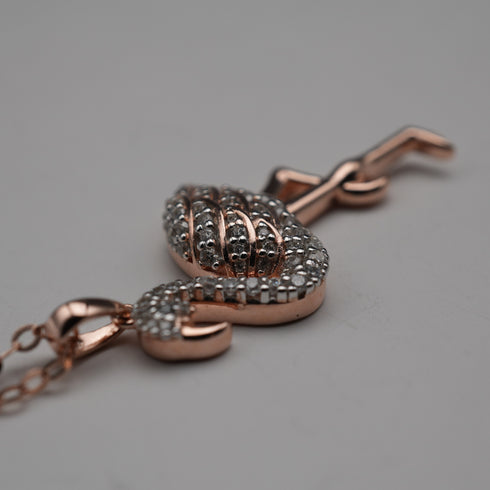 Vintage Gold Plated Sterling Silver & Zirconia Pink Flamingo Pendant with Sterling Silver Necklace, Total 4.5g