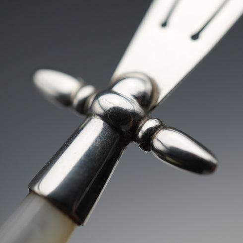 English antique mother-of-pearl handle, sterling silver blade, sword-shaped bookmark by Crisford & Norris