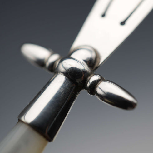 English antique mother-of-pearl handle, sterling silver blade, sword-shaped bookmark by Crisford & Norris