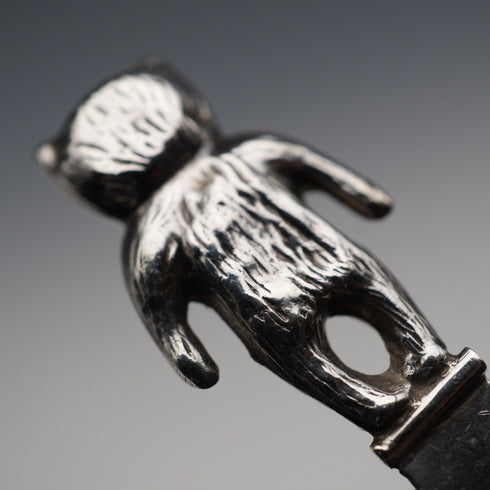 1923 British Antique Sterling Silver Teddy Bear Handle Bookmark by Adie & Lovekin