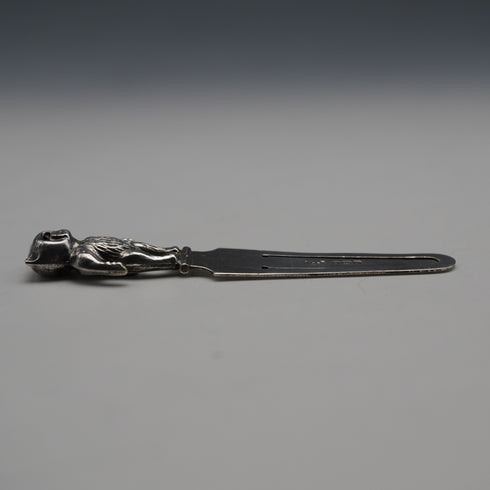 1923 British Antique Sterling Silver Teddy Bear Handle Bookmark by Adie & Lovekin