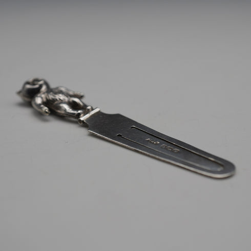 1923 British Antique Sterling Silver Teddy Bear Handle Bookmark by Adie & Lovekin