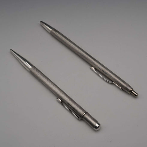 1979 English Vintage Sterling Silver Ballpoint Pen & Propelling Pencil by William Manton Ltd with Case