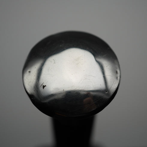1965 Vintage British Black Shaft Sterling Silver Plain Rondel Handle Walking Stick 90cm