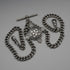 Circa 1905, British Antique, Sterling Silver Double Albert Chain with Sterling Silver Maltese Cross Medal Fob, 66g