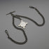 Circa 1905, British Antique, Sterling Silver Double Albert Chain with Sterling Silver Maltese Cross Medal Fob, 66g