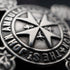 Circa 1905, British Antique, Sterling Silver Double Albert Chain with Sterling Silver Maltese Cross Medal Fob, 66g