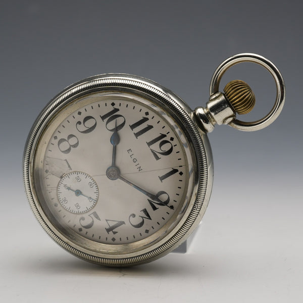 約1911年 ELGIN 懷錶 機械式 直徑58毫米 18號 機芯 合金錶殼 運作良好