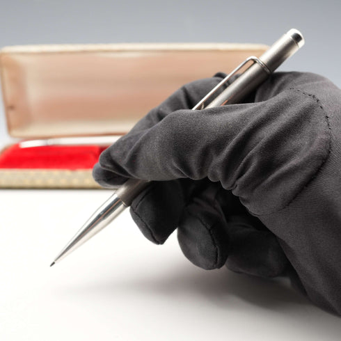 1979 English Vintage Sterling Silver Ballpoint Pen & Propelling Pencil by William Manton Ltd with Case