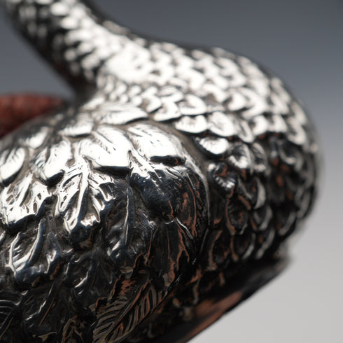 Alfiletero de plata esterlina con forma de ave acuática, antigüedad británica de 1908, W J Myatt & Co, 26 g