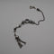 Vintage sterling silver tassel-decorated chain with ring clasp, 24cm total length, 12g
