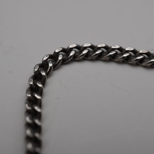 Vintage sterling silver tassel-decorated chain with ring clasp, 24cm total length, 12g