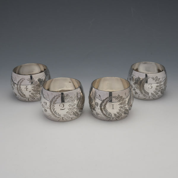 Set of 4 British Antique Silver-Plated Napkin Rings
