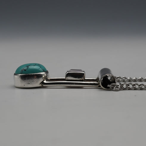 Colgante vintage de plata de ley con doble piedra (turquesa y color amatista) con cadena