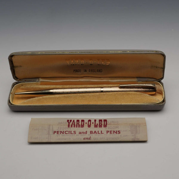 Vintage Yard-O-Led rolled gold propelling pencil, British-made, with case and instruction manual