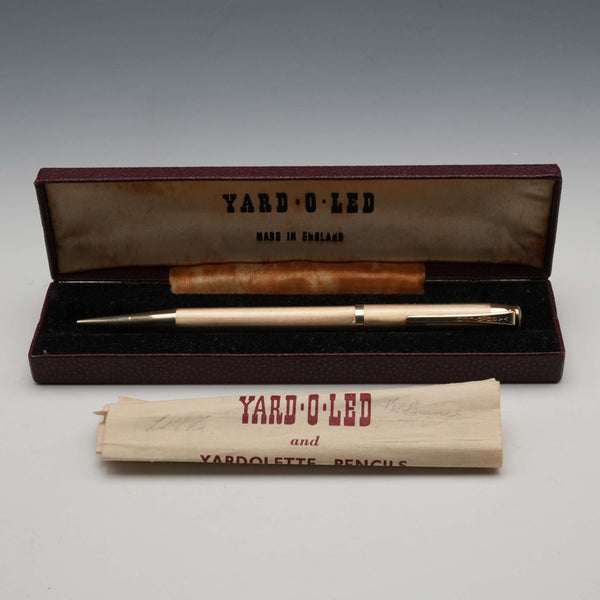 British vintage Yard-O-Led rolled gold propelling pencil, with case and instruction manual.