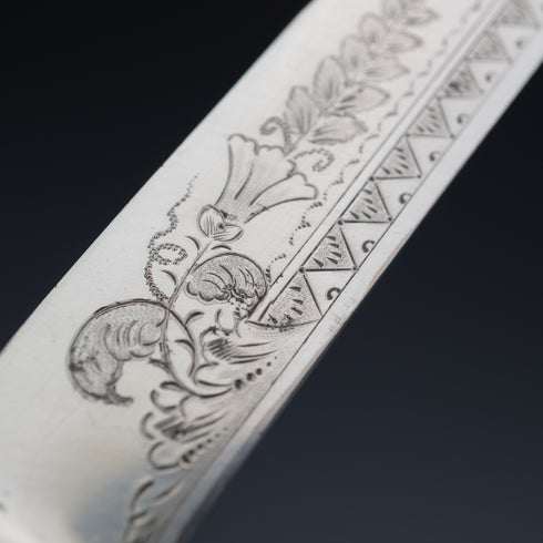 约1900年 英国古董 白蝶贝手柄 甜点餐具12对 纯银装饰 John Round&Son 原装木盒装