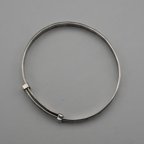 Vintage Teddy Bear Ornament Sterling Silver Adjustable Children's Bangle 6g