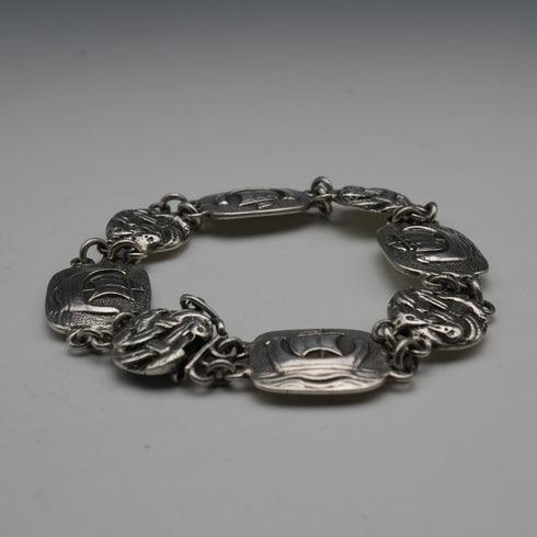 1962 Vintage British Iona Style Sterling Silver Bracelet, 24.6g, TM&Co