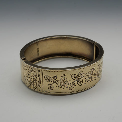 1882 British Vintage Sterling Silver Gilt Bangle 24.5g John Millward Banks