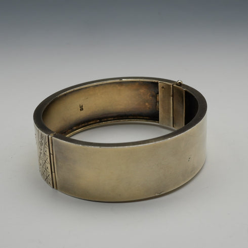 1882 British Vintage Sterling Silver Gilt Bangle 24.5g John Millward Banks