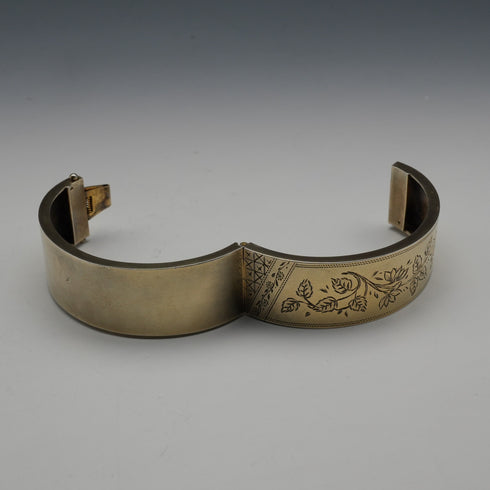 Brazalete de plata dorada antigua británica de 1882, 24,5 g, John Millward Banks