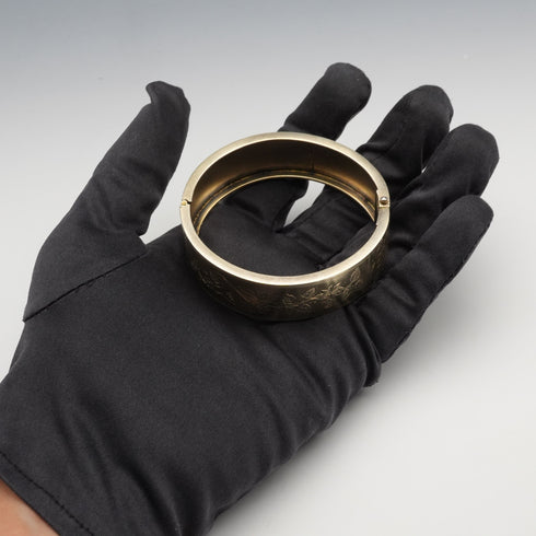 1882 British Vintage Sterling Silver Gilt Bangle 24.5g John Millward Banks