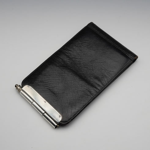 1892 Antique English Sterling Silver Card Case with Propelling Pencil, Lucas Brothers