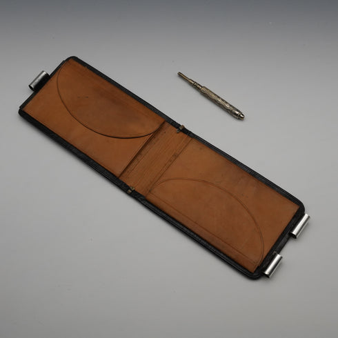 Estuche para tarjetas de plata esterlina antigua británica de 1892 con lápiz retráctil, Lucas Brothers
