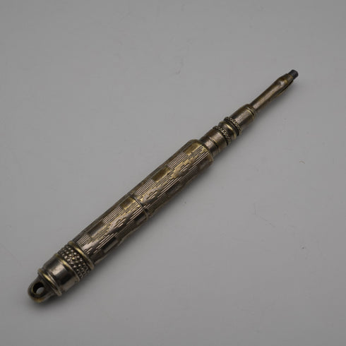 1892 Antique English Sterling Silver Card Case with Propelling Pencil, Lucas Brothers