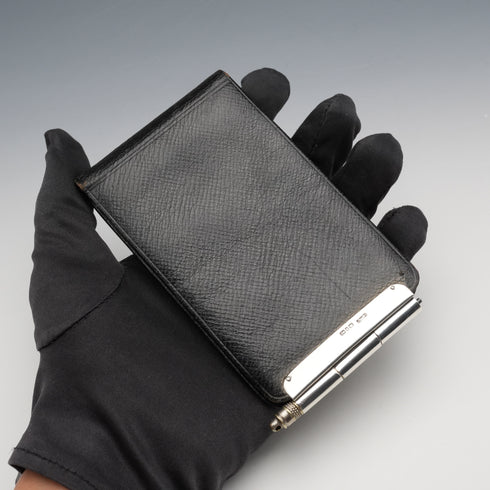 Estuche para tarjetas de plata esterlina antigua británica de 1892 con lápiz retráctil, Lucas Brothers