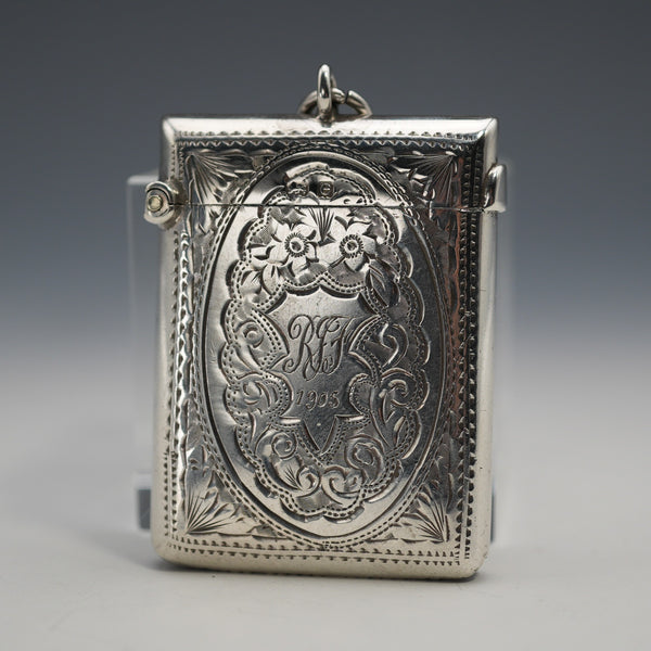 1904 British Antique Sterling Silver Vesta Case, 25g, Arthur Cook
