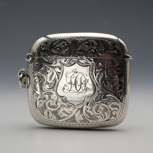 1914 British Antique Sterling Silver Vesta Case, 24g, Deakin & Francis