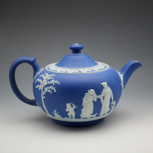 English Antique Wedgwood Teapot Jasperware Wedgwood Blue