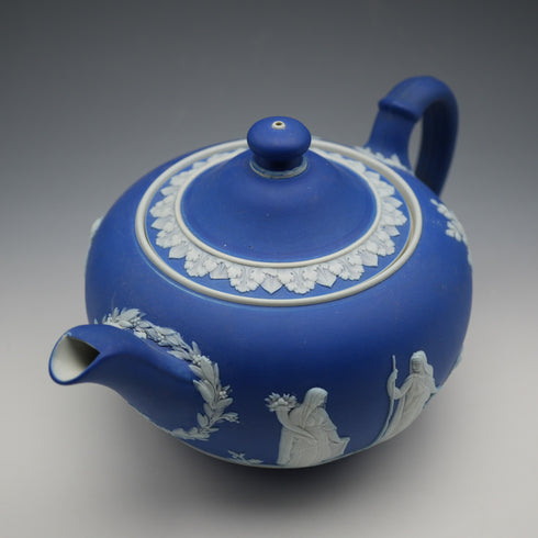 English Antique Wedgwood Teapot Jasperware Wedgwood Blue