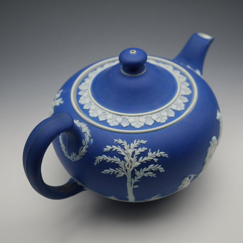 English Antique Wedgwood Teapot Jasperware Wedgwood Blue