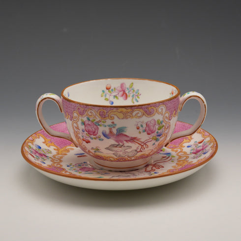 英國古董 Minton 粉紅柯卡翠絲湯杯碟組