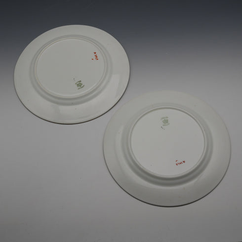 British Antique Aynsley "Black Band & Rose" Side Plates, Pair