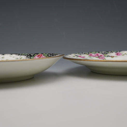 British Antique Aynsley "Black Band & Rose" Teacup Trio